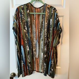 Kimono with leopard and multi colored print